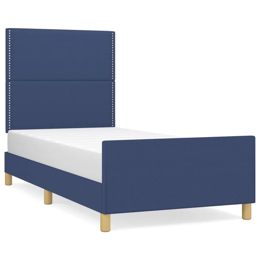 Cadre de lit sans matelas bleu 80x200 cm tissu - 2