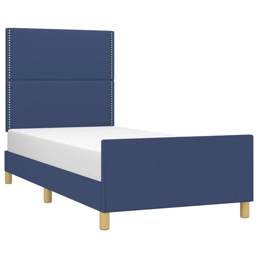 Cadre de lit sans matelas bleu 80x200 cm tissu - 3