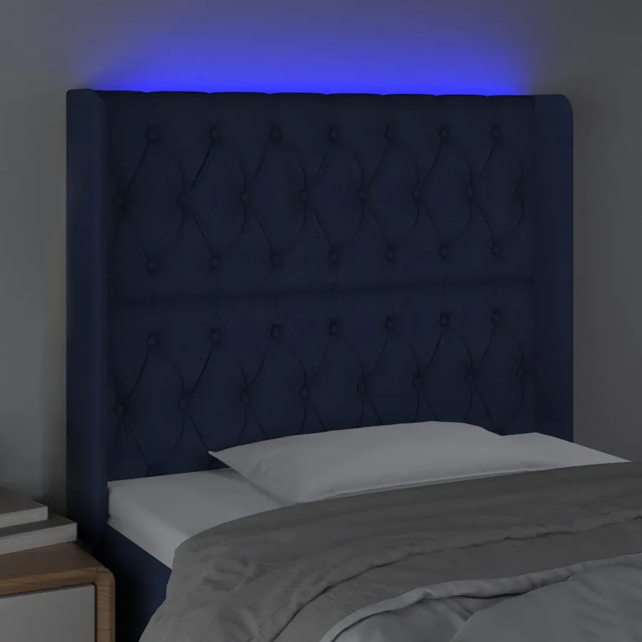 Tête de lit à LED Bleu 103x16x118/128 cm Tissu - 4