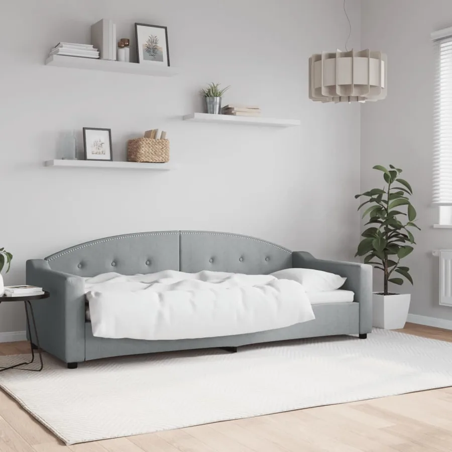 Lit de repos sans matelas gris clair 80x200 cm tissu