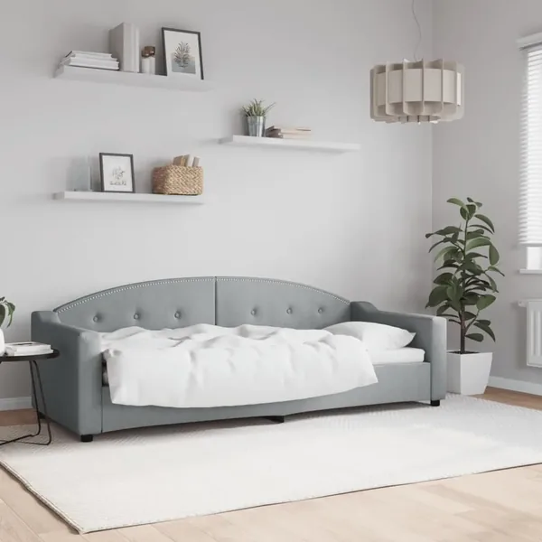 Lit de repos sans matelas gris clair 80x200 cm tissu