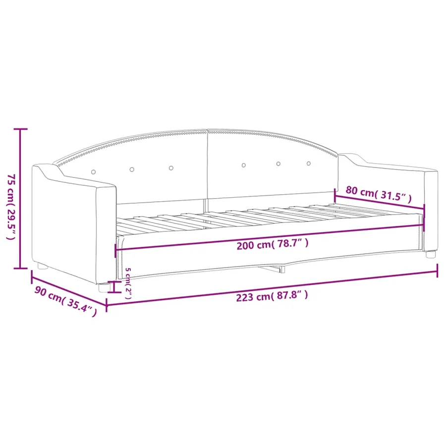 Lit de repos sans matelas gris clair 80x200 cm tissu - 8
