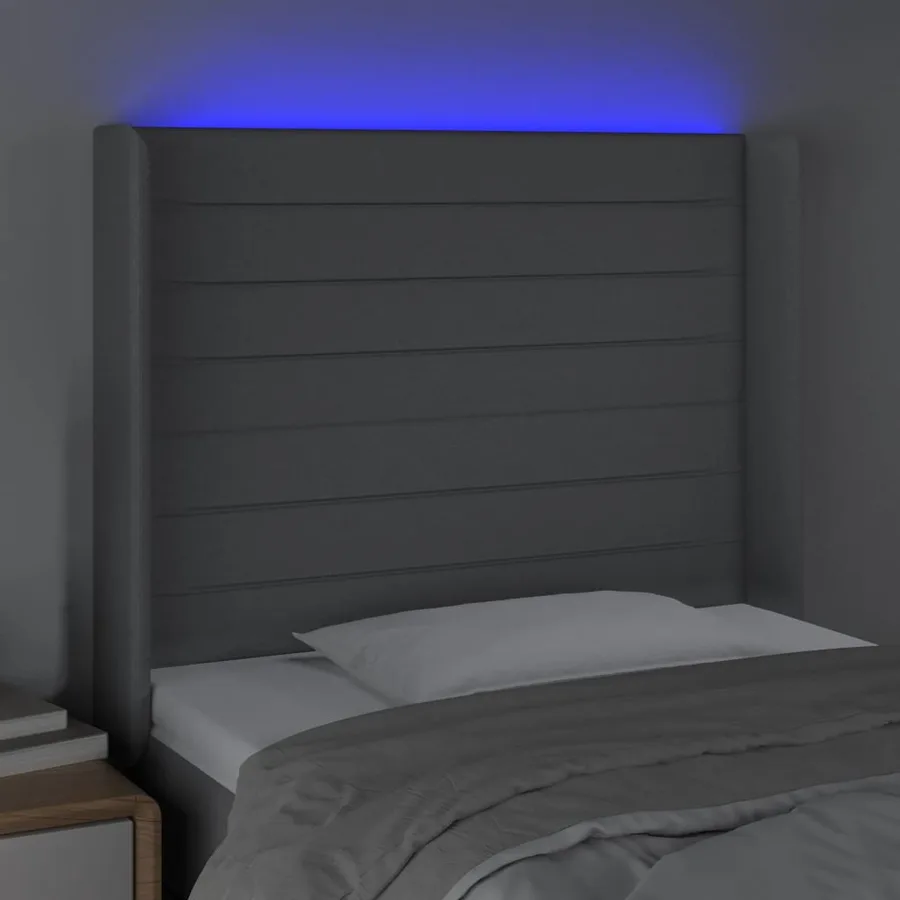 Tête de lit à LED Gris clair 83x16x118/128 cm Tissu - 4