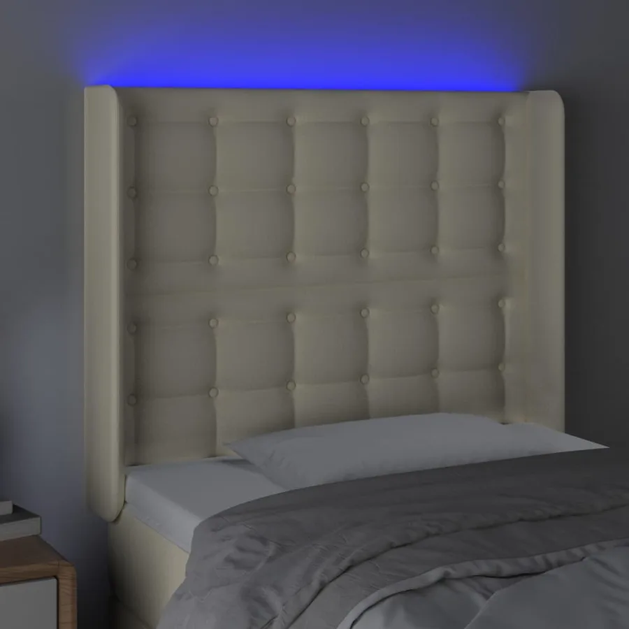 Tête de lit à LED Crème 83x16x118/128 cm Similicuir - 4