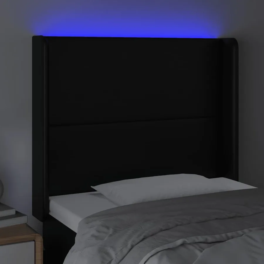 Tête de lit à LED Noir 83x16x118/128 cm Similicuir - 4