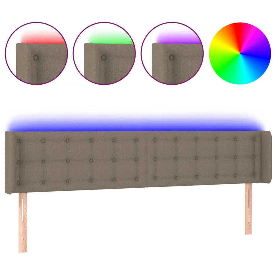 Tête de lit à LED Taupe 183x16x78/88 cm Tissu - 2