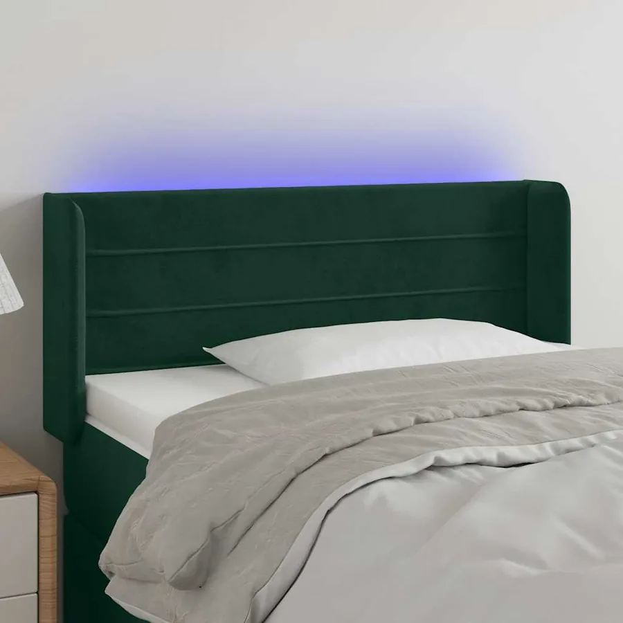 Tête de lit à LED Vert foncé 103x16x78/88 cm Velours