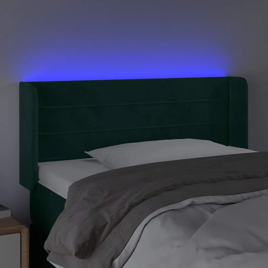 Tête de lit à LED Vert foncé 83x16x78/88 cm Velours - 4