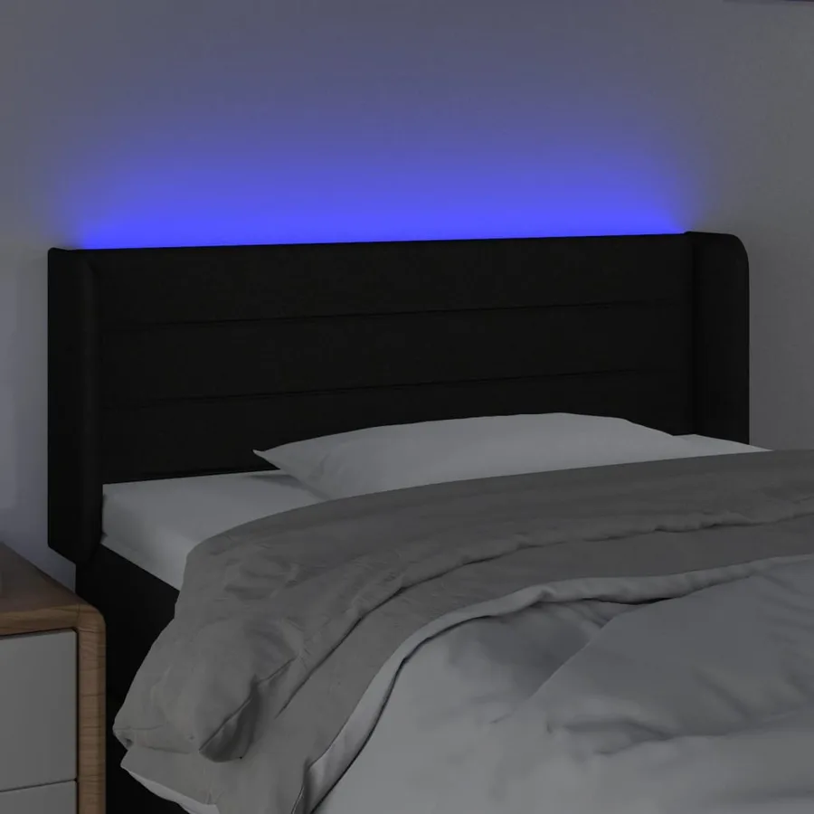 Tête de lit à LED Noir 83x16x78/88 cm Tissu - 4