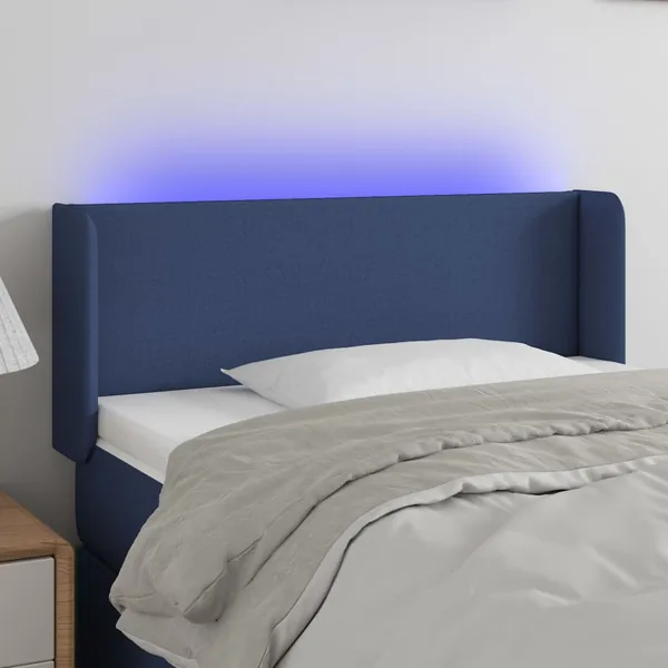 Tête de lit à LED Bleu 83x16x78/88 cm Tissu