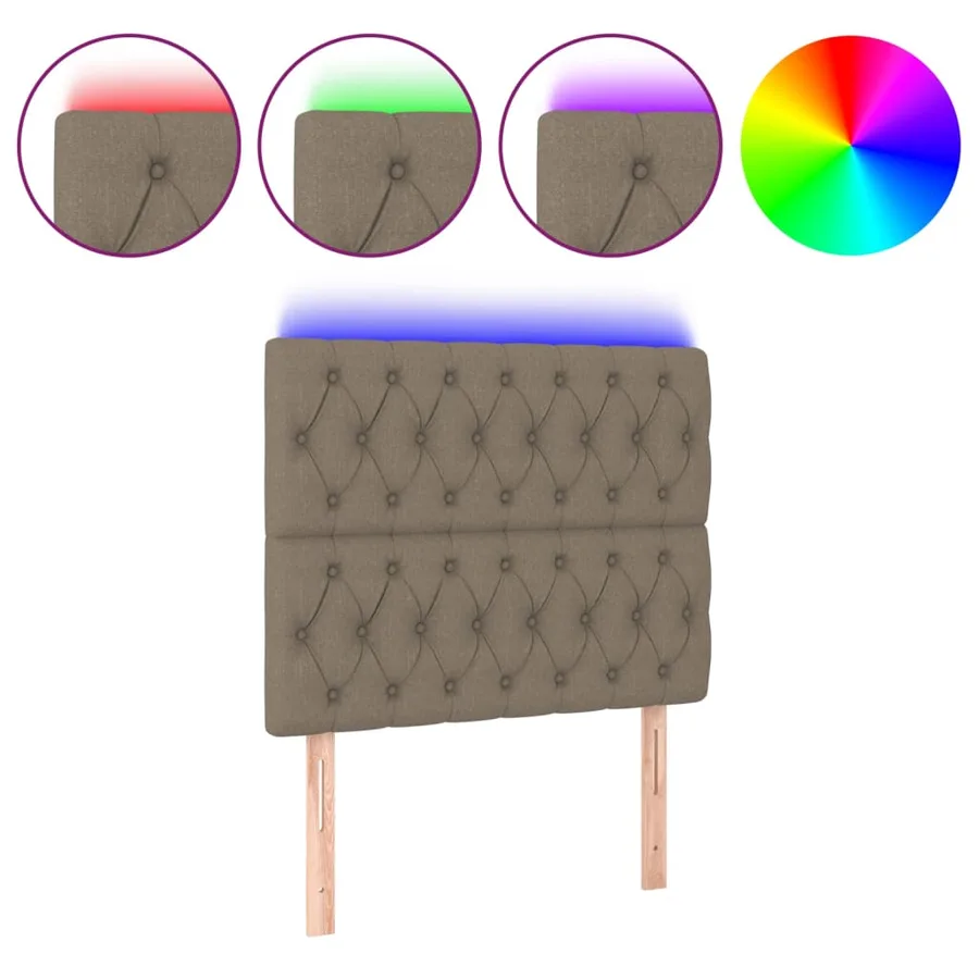 Tête de lit à LED Taupe 100x7x118/128 cm Tissu - 2
