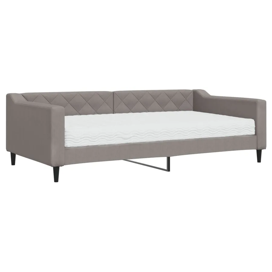 Lit de jour avec matelas taupe 100x200 cm tissu - 2