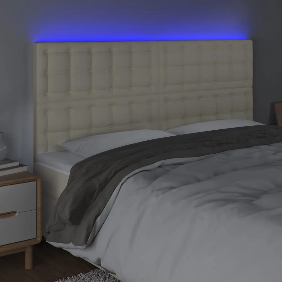 Tête de lit à LED Crème 200x5x118/128 cm Similicuir - 3