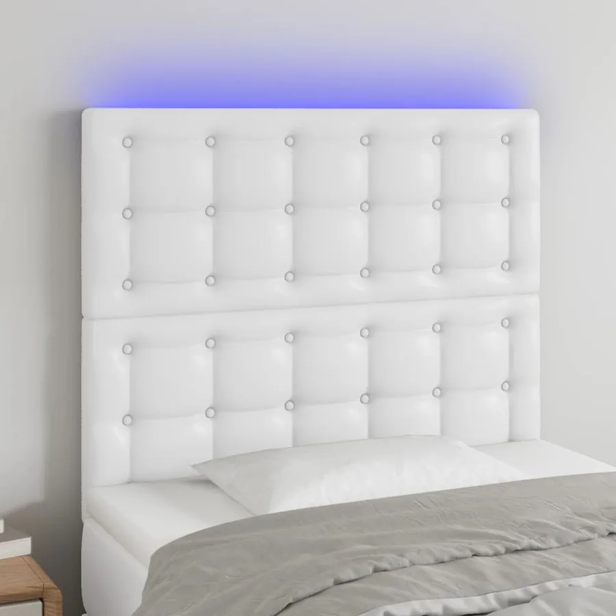 Tête de lit à LED Blanc 90x5x118/128 cm Similicuir