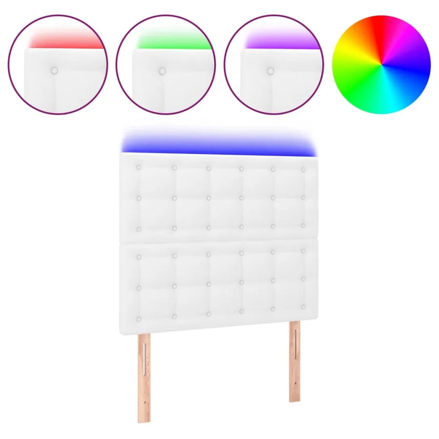 Tête de lit à LED Blanc 90x5x118/128 cm Similicuir - 2