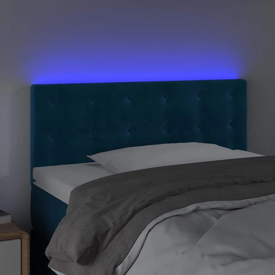 Tête de lit à LED Bleu foncé 100x5x78/88 cm Velours - 3
