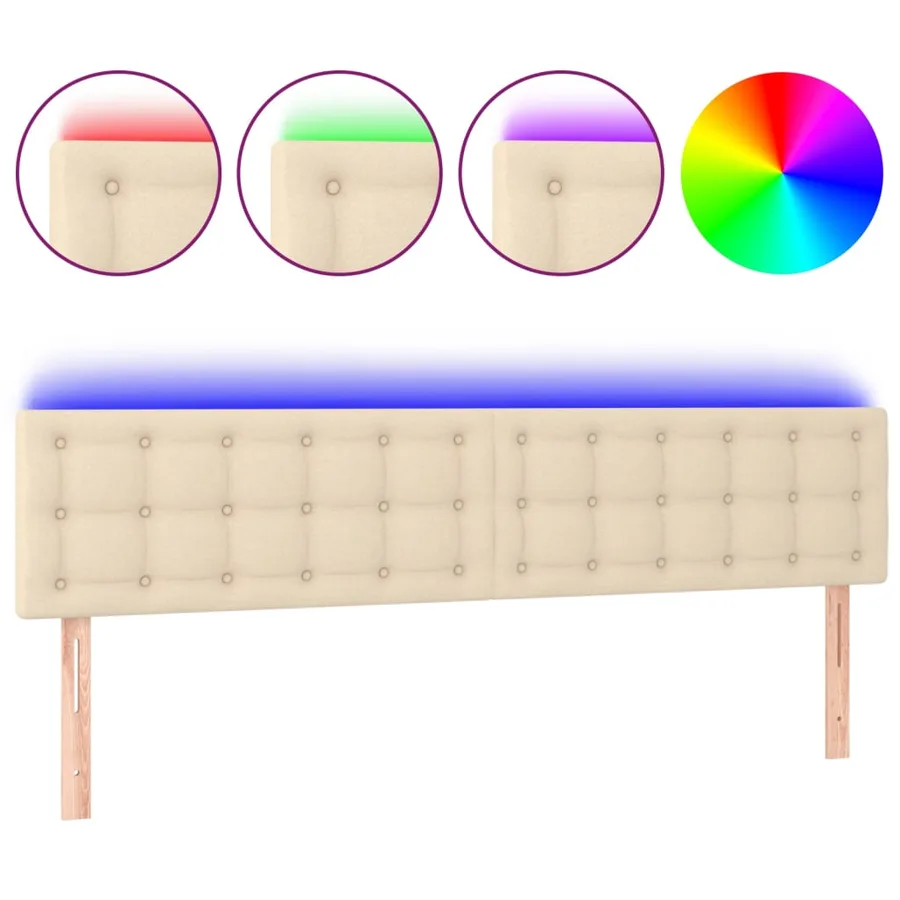 Tête de lit à LED Crème 180x5x78/88 cm Tissu - 2