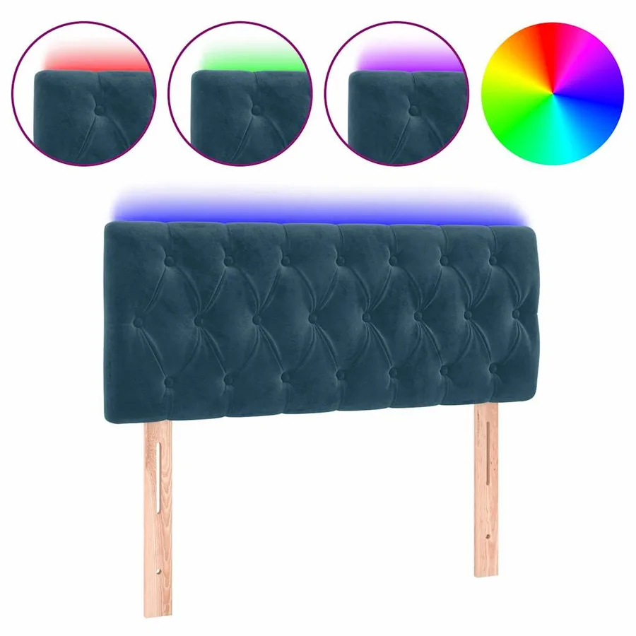 Tête de lit à LED Bleu foncé 100x7x78/88 cm Velours - 2