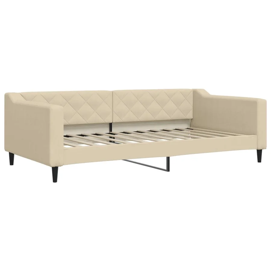 Lit de jour avec lit gigogne crème 100x200 cm tissu - 4