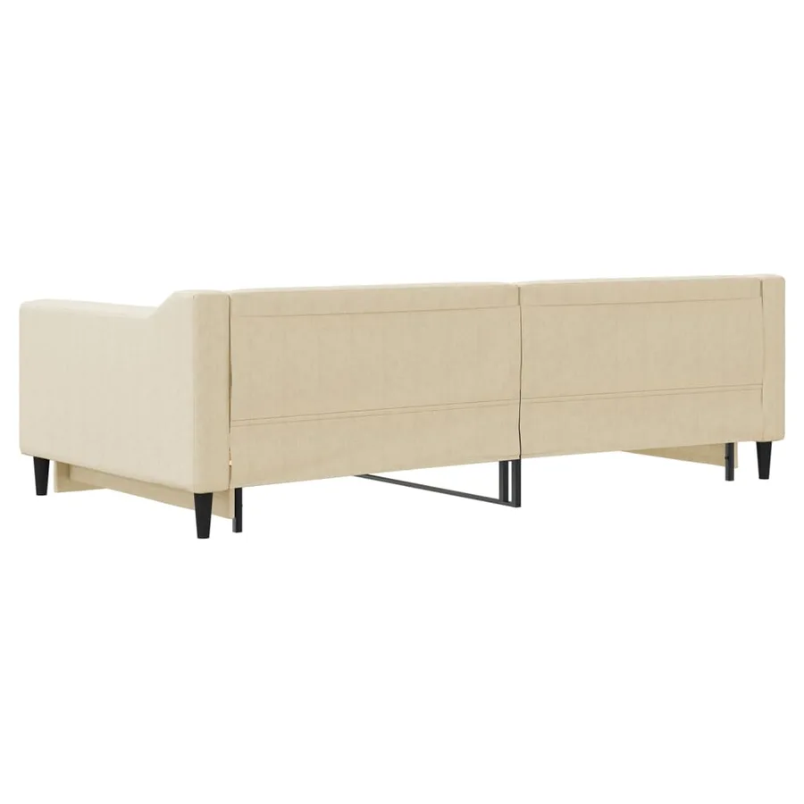 Lit de jour avec lit gigogne crème 100x200 cm tissu - 9