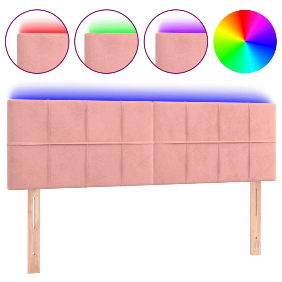 Tête de lit à LED Rose 144x5x78/88 cm Velours - 2