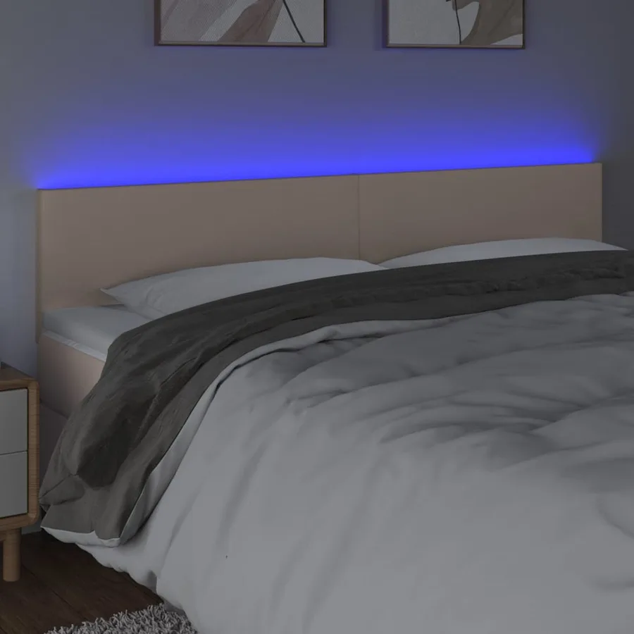 Tête de lit à LED Cappuccino 200x5x78/88 cm Similicuir - 3