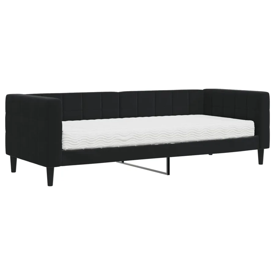 Lit de jour avec matelas noir 80x200 cm velours - 2