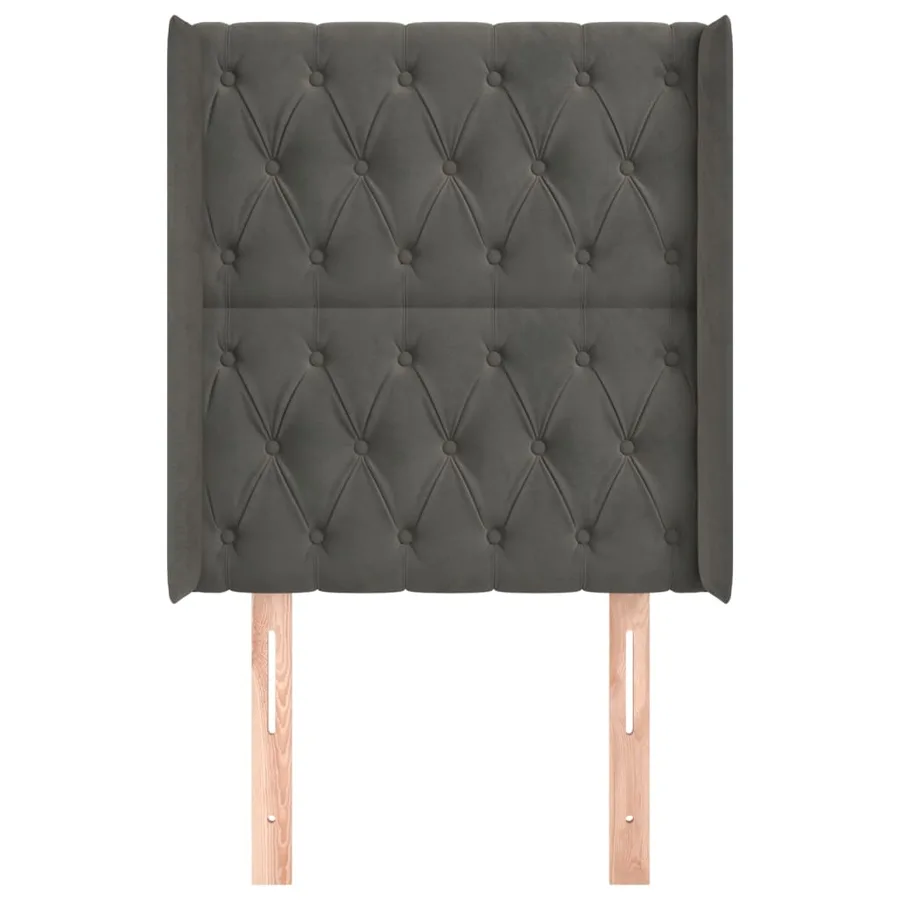 Tête de lit avec oreilles Gris foncé 83x16x118/128 cm Velours - 3