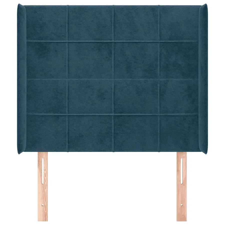 Tête de lit avec oreilles Bleu foncé 93x16x118/128 cm Velours - 3