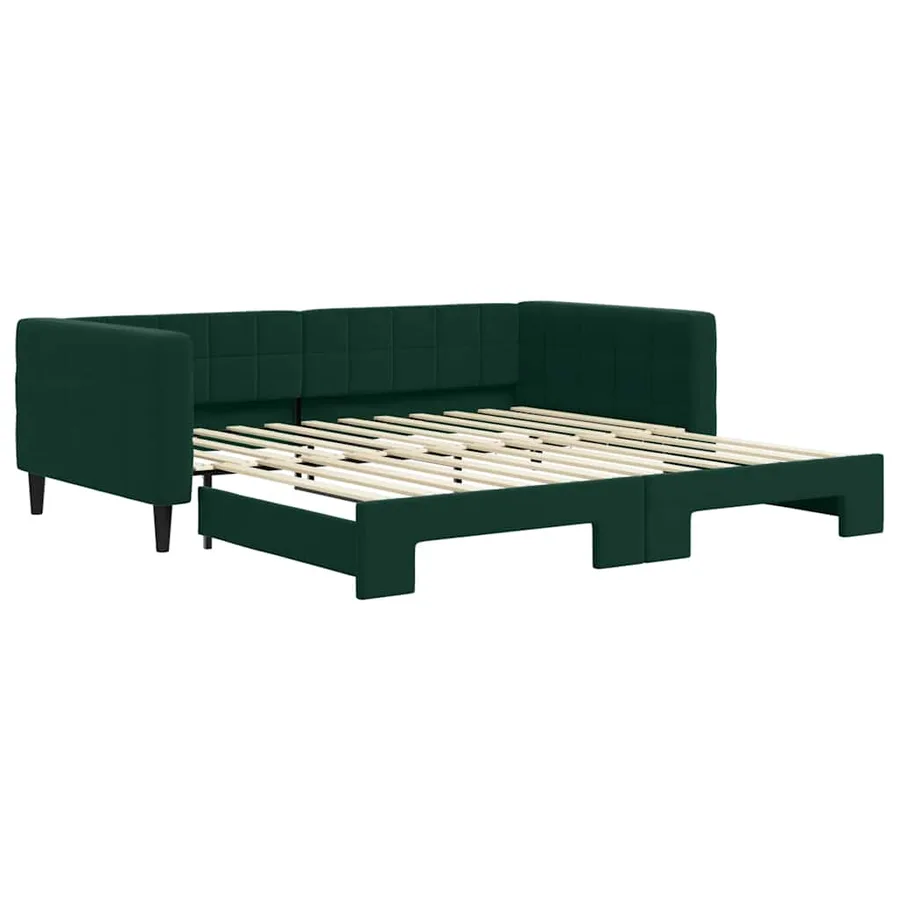 Lit de jour avec gigogne sans matelas vert foncé 100x200 cm - 2