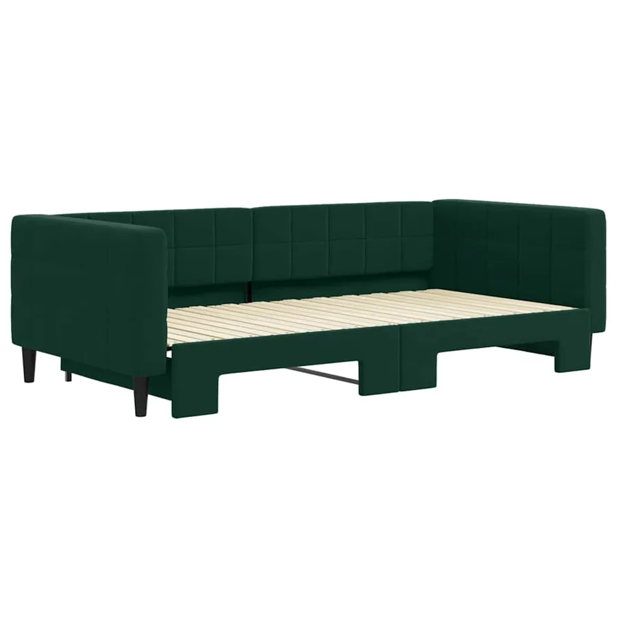 Lit de jour avec gigogne sans matelas vert foncé 100x200 cm - 3