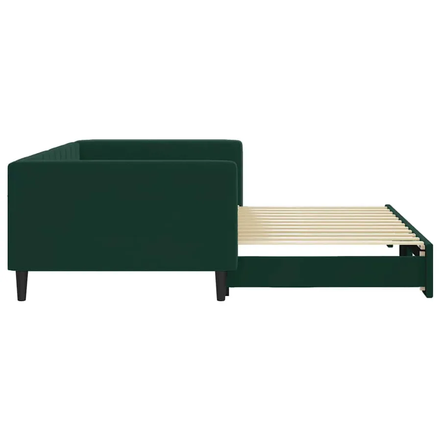 Lit de jour avec gigogne sans matelas vert foncé 100x200 cm - 4