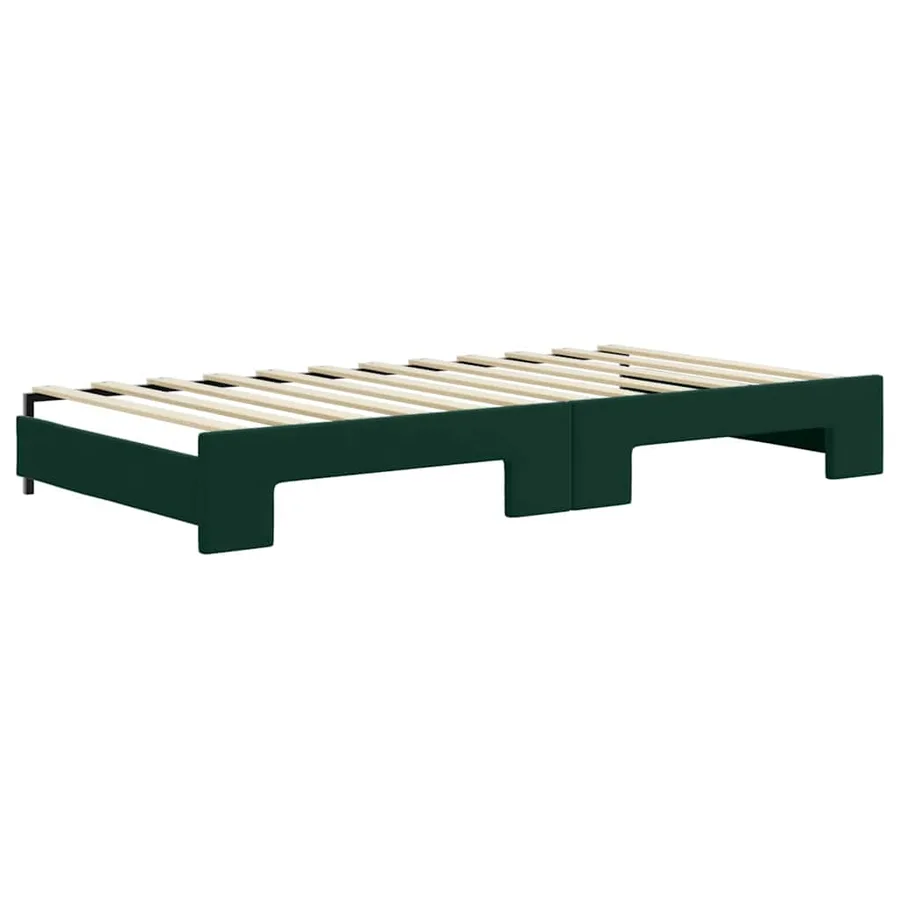 Lit de jour avec gigogne sans matelas vert foncé 100x200 cm - 6