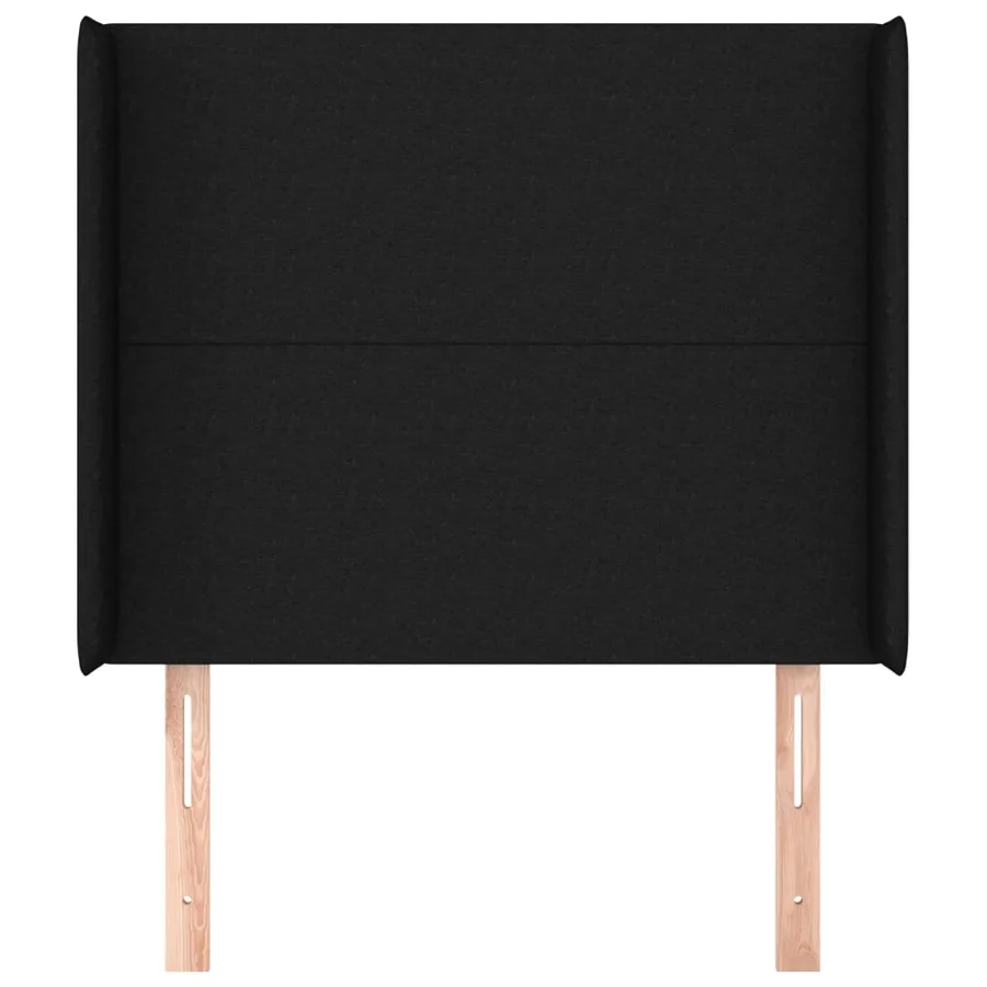 Tête de lit avec oreilles Noir 83x16x118/128 cm Tissu - 3