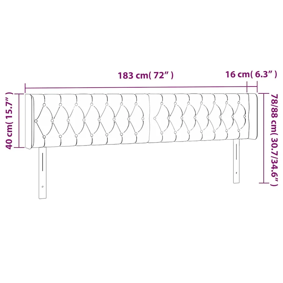 Tête de lit avec oreilles Gris clair 183x16x78/88 cm Tissu - 9