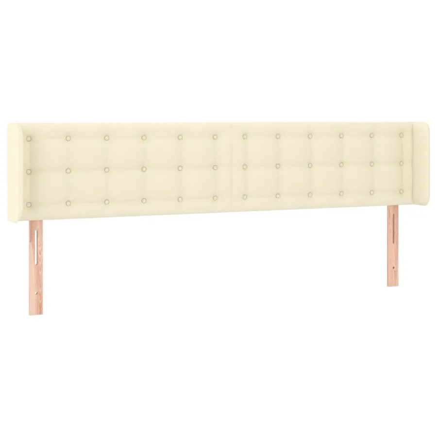 Tête de lit avec oreilles Crème 203x16x78/88 cm Similicuir - 2