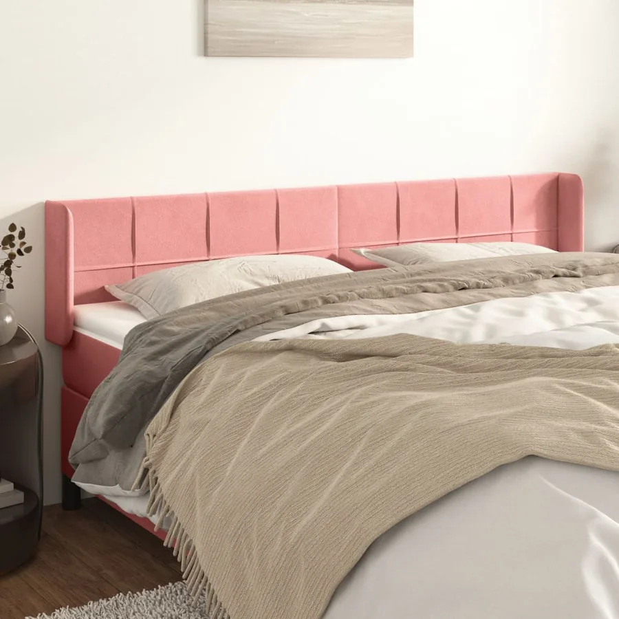 Tête de lit avec oreilles Rose 183x16x78/88 cm Velours