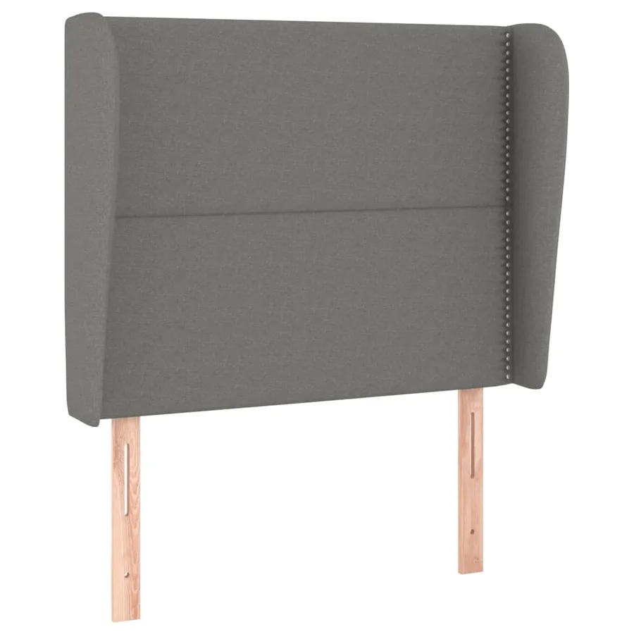 Tête de lit avec oreilles Gris foncé 103x23x118/128 cm Tissu - 2