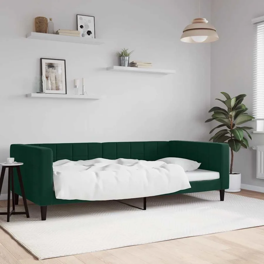 Lit de repos sans matelas vert foncé 100x200 cm velours