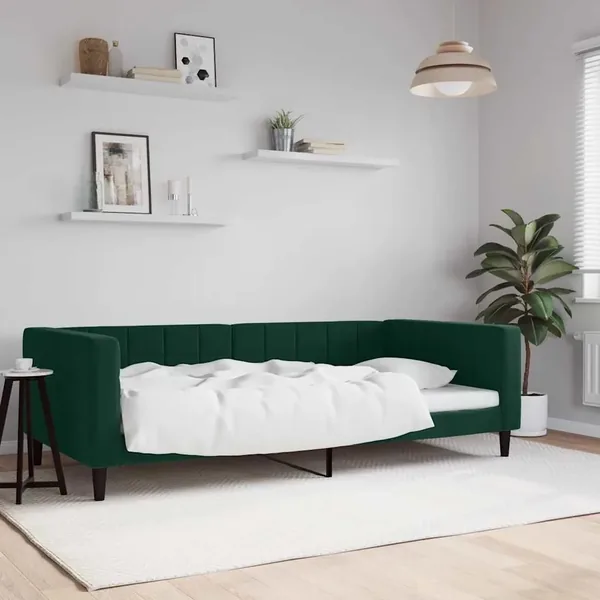 Lit de repos sans matelas vert foncé 100x200 cm velours