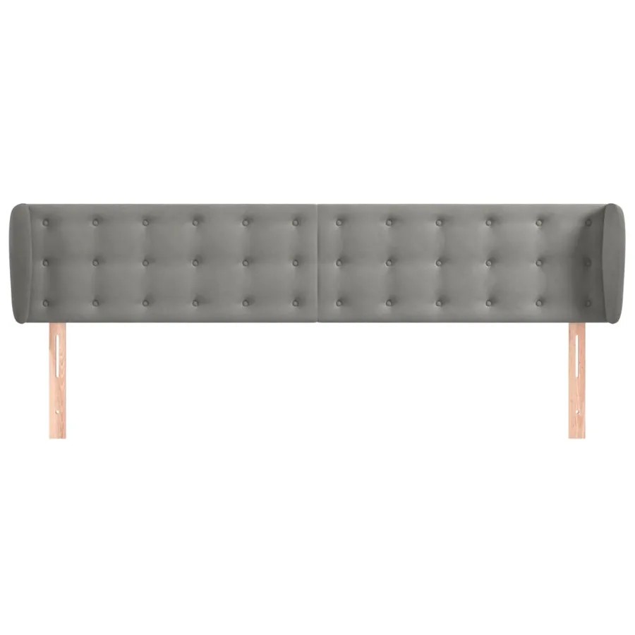 Tête de lit avec oreilles Gris clair 203x23x78/88 cm Velours - 3