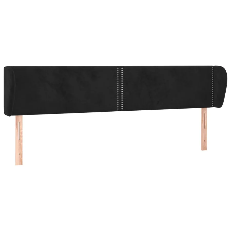 Tête de lit avec oreilles Noir 203x23x78/88 cm Velours - 2