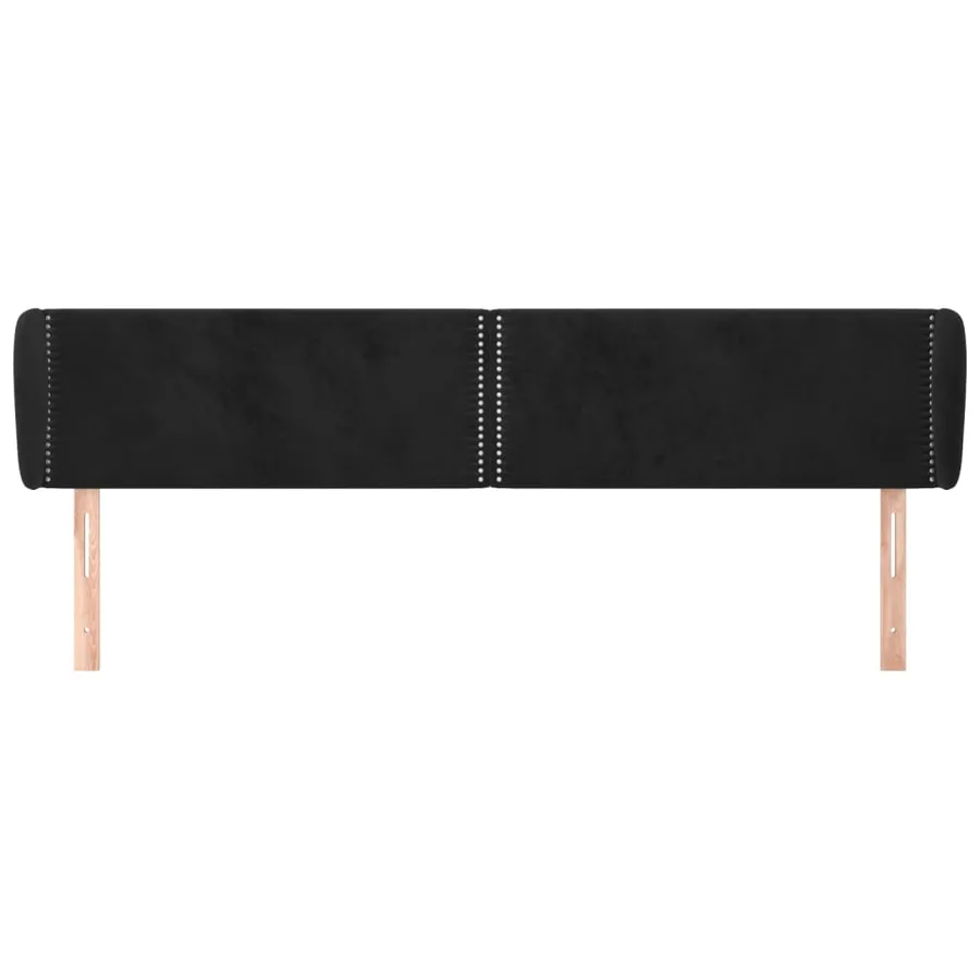 Tête de lit avec oreilles Noir 203x23x78/88 cm Velours - 3