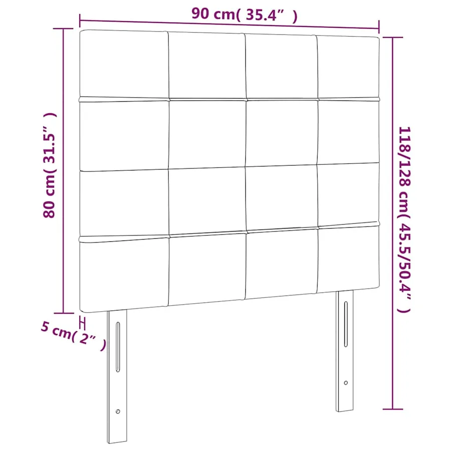 Tête de lit Bleu foncé 90x5x118/128 cm Velours - 6