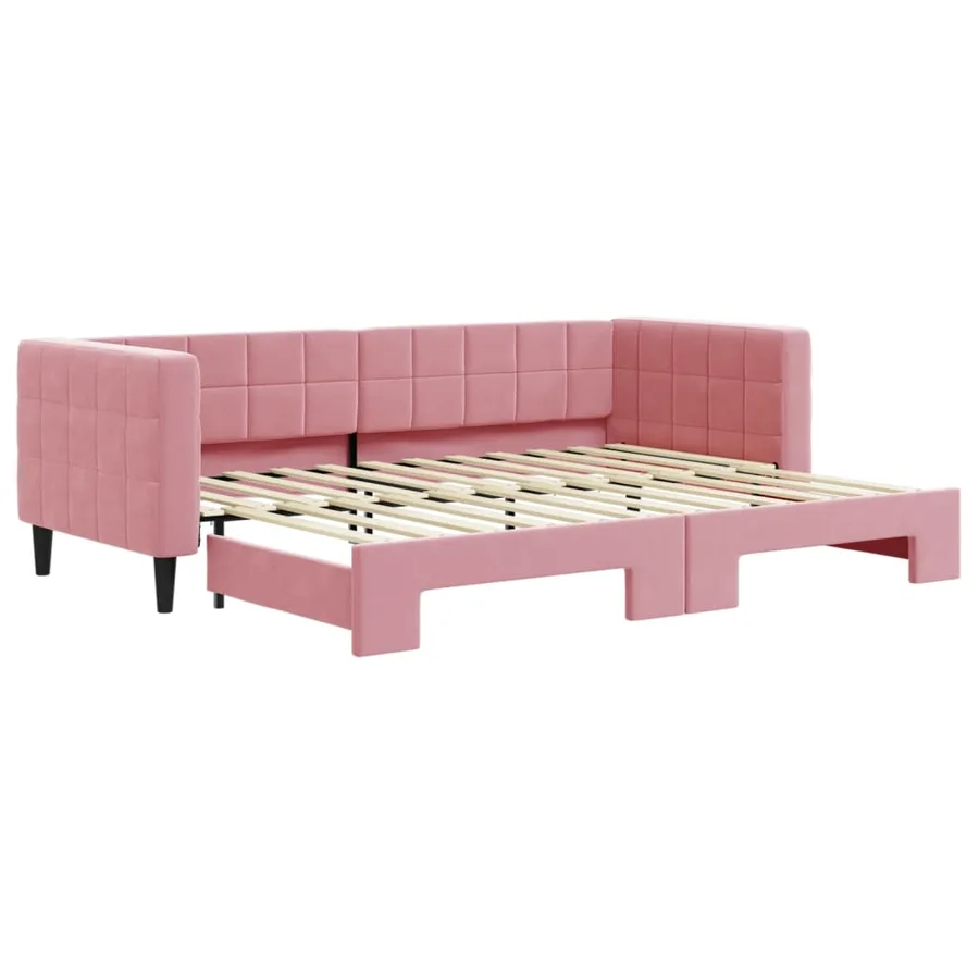 Lit de jour avec gigogne sans matelas rose 80x200 cm - 2