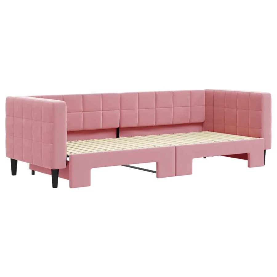 Lit de jour avec gigogne sans matelas rose 80x200 cm - 3