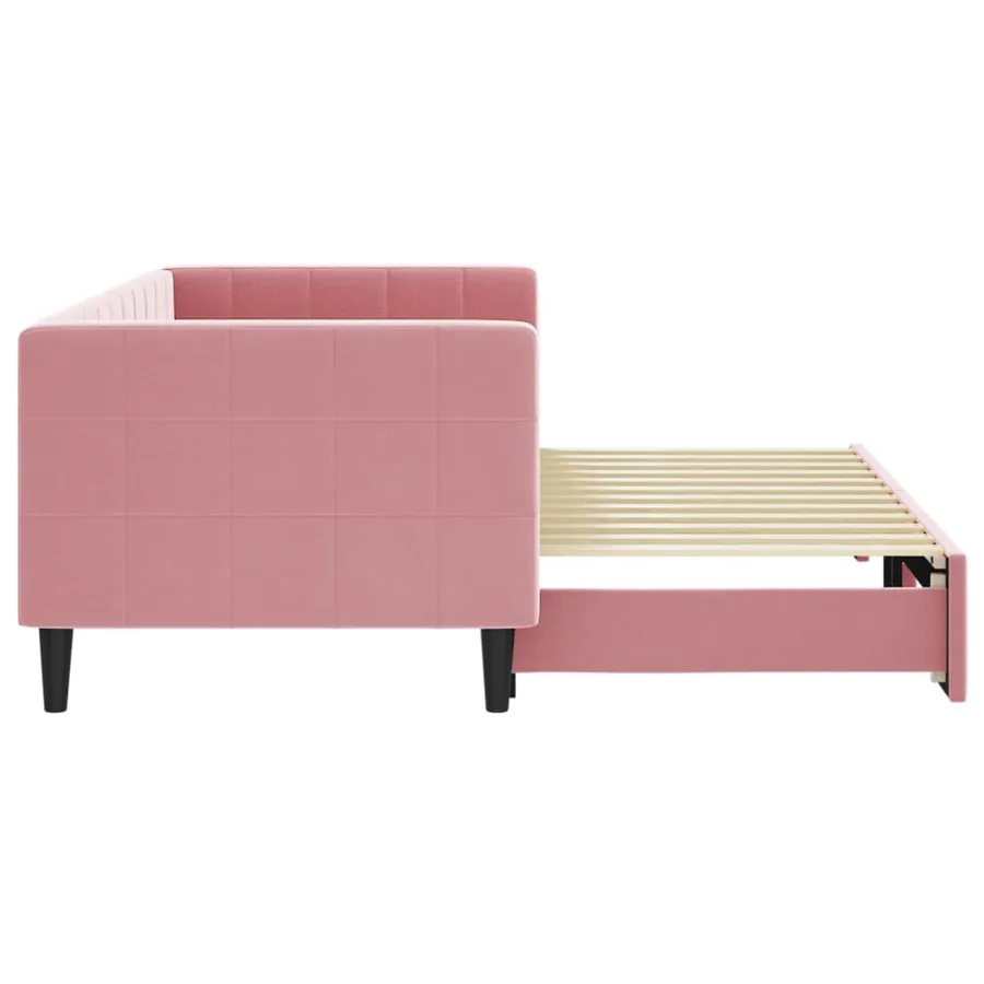 Lit de jour avec gigogne sans matelas rose 80x200 cm - 4