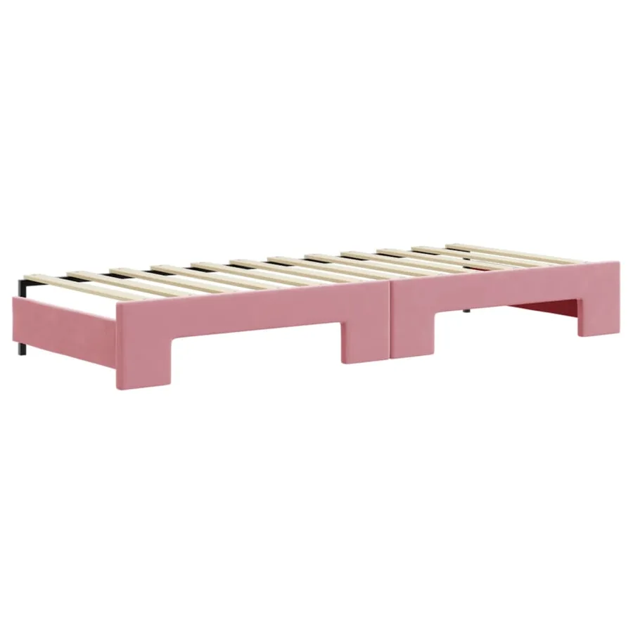 Lit de jour avec gigogne sans matelas rose 80x200 cm - 8