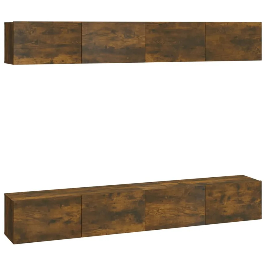 Meubles TV muraux 4 pcs chêne fumé 100x30x30 cm - 2