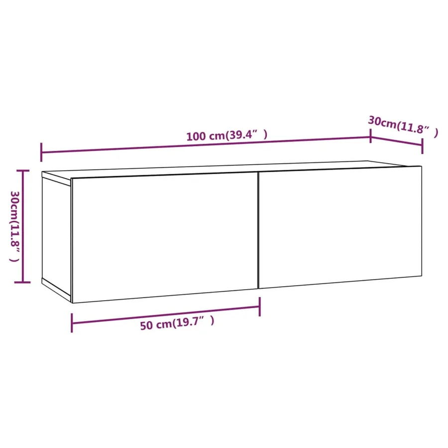 Meubles TV muraux 4 pcs chêne fumé 100x30x30 cm - 8
